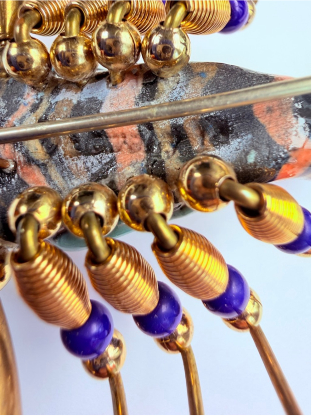 Cynthia Chuang Jewelry 10 Scorpion Insect Porcelain Glass Stick Pin Brooch 3.75" - Picture 9 of 10